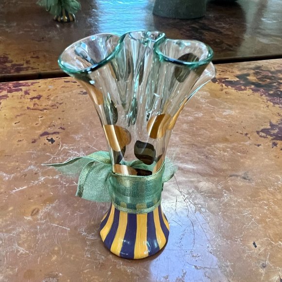 FIRM! RARE MacKenzie-Childs Glass Bud Vase - Picture 4 of 7